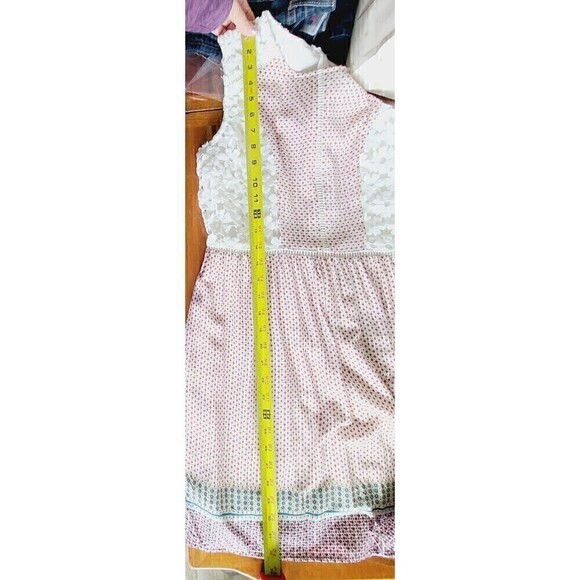 Esley Eyelet Lace Floral Dress Medium Cottagecore Fit‎ & Flare White Red - Picture 12 of 13